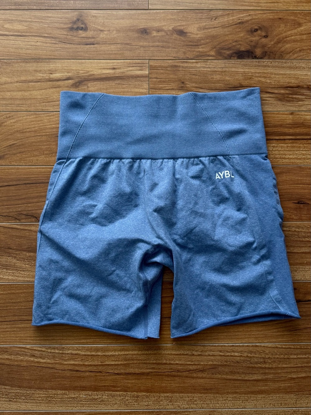 AYBL Blue Marl High Waisted Seamless Ruched Booty Gym Shorts Size M